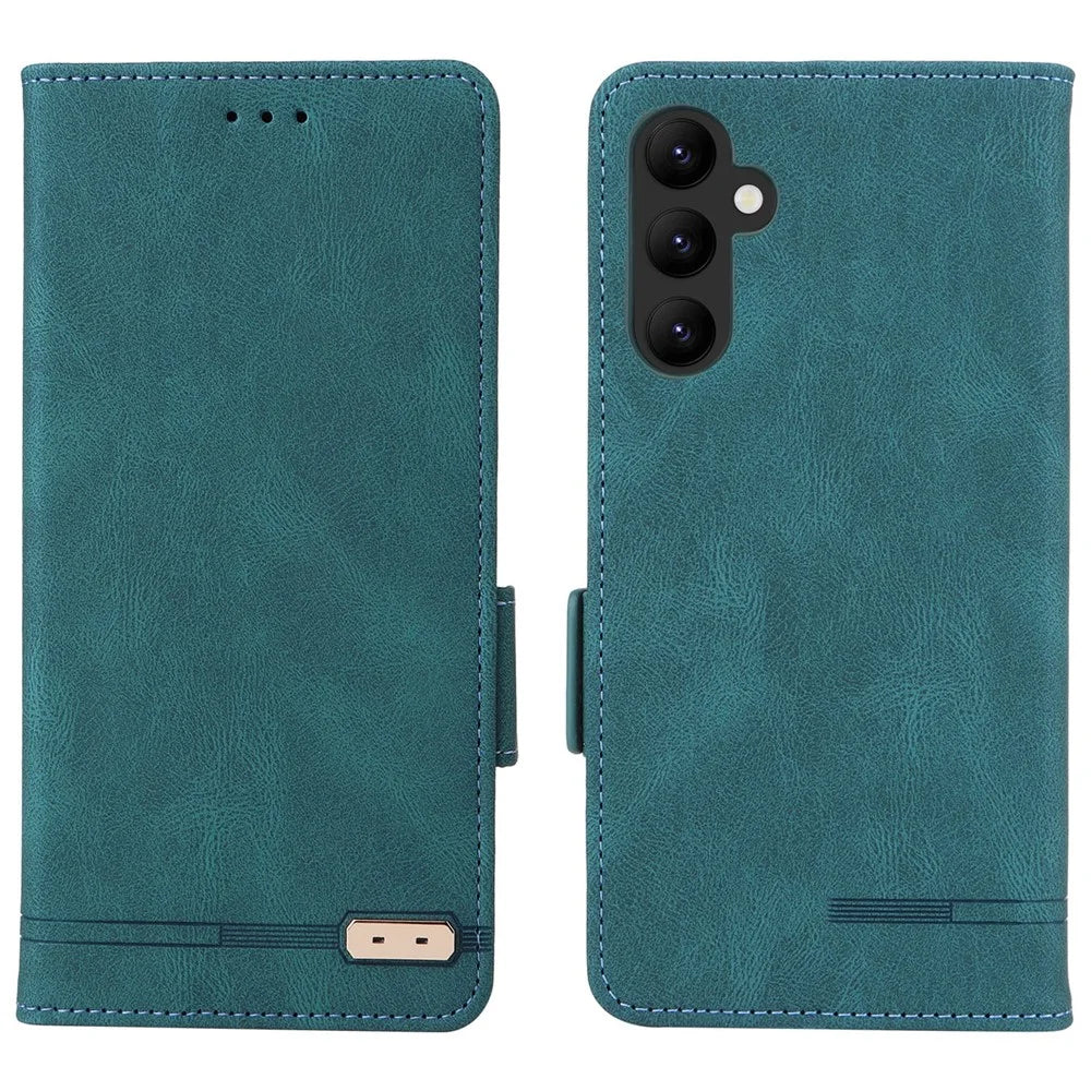 For Samsung Galaxy A25 5G (Global) (161.0 x 76.5 x 8.3mm) PU Leather Wallet Stand Phone Case Hardware Decor Protective Cover - Blue - 1
