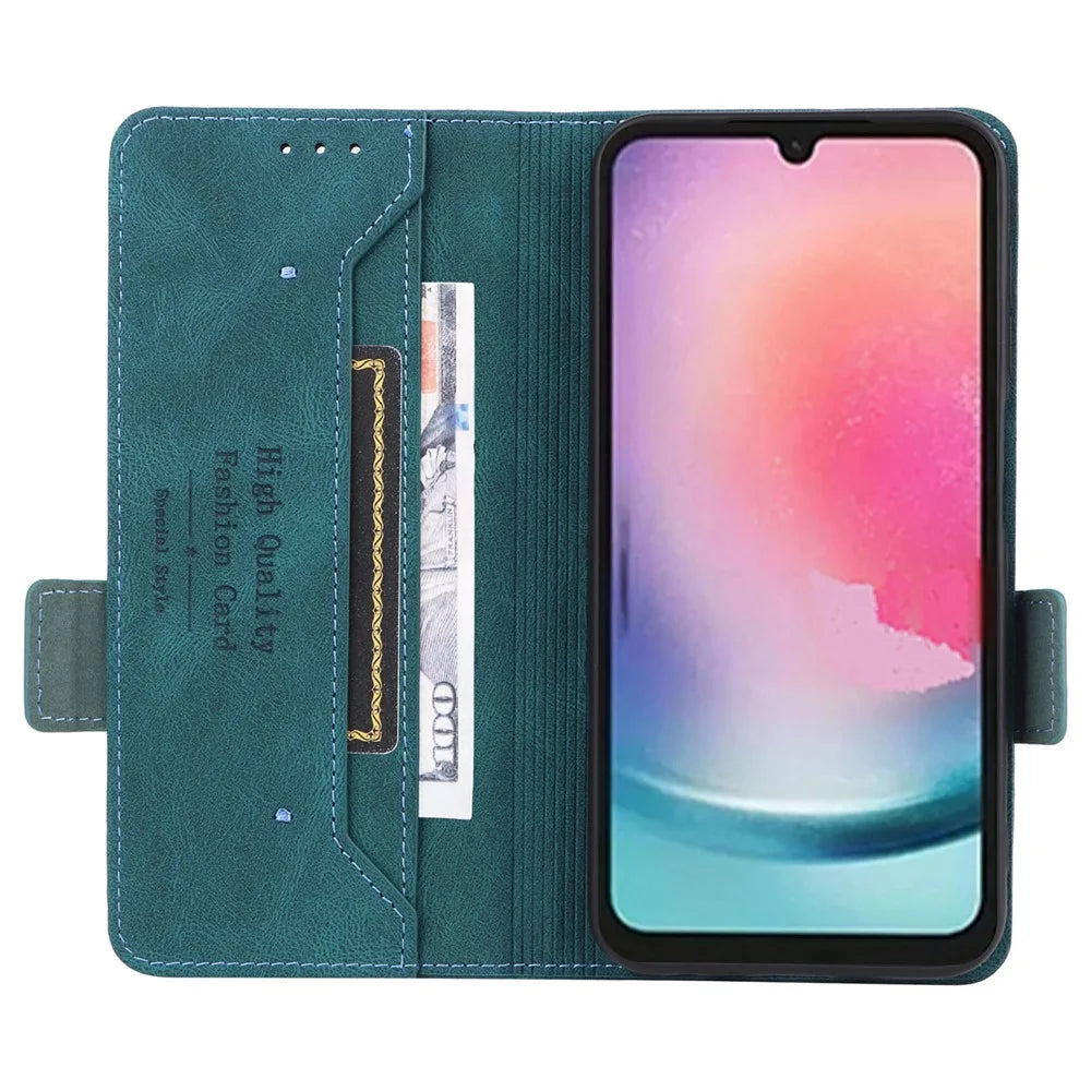 For Samsung Galaxy A25 5G (Global) (161.0 x 76.5 x 8.3mm) PU Leather Wallet Stand Phone Case Hardware Decor Protective Cover - Blue - 2
