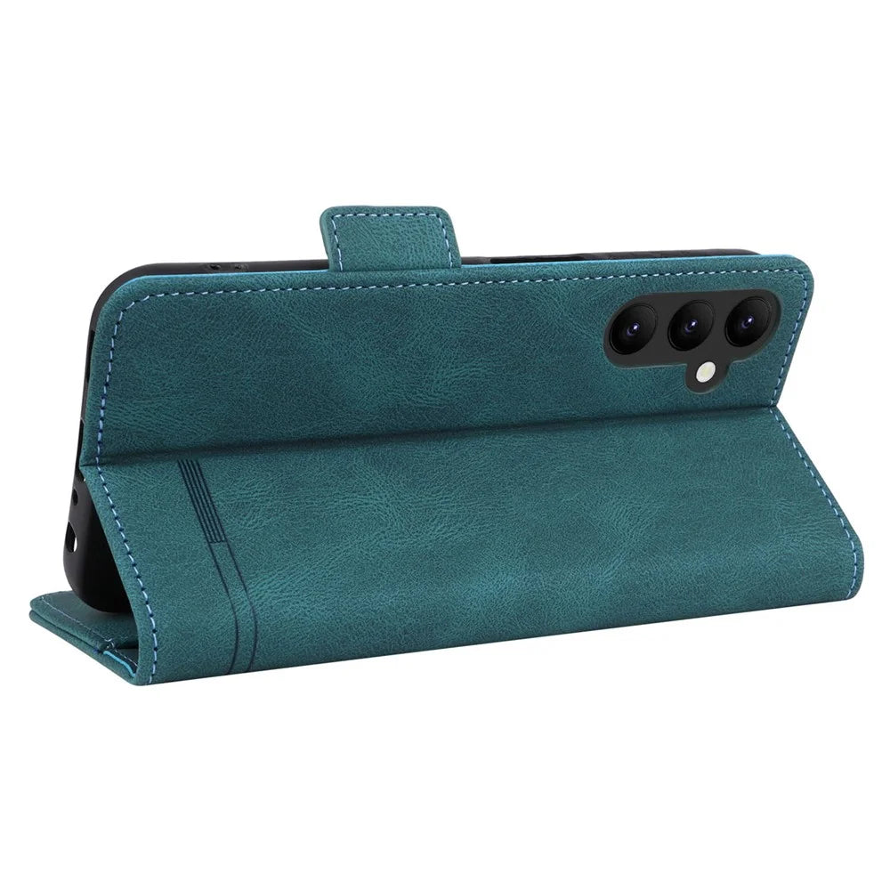 For Samsung Galaxy A25 5G (Global) (161.0 x 76.5 x 8.3mm) PU Leather Wallet Stand Phone Case Hardware Decor Protective Cover - Blue - 4