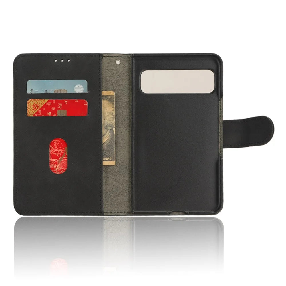 For Google Pixel Fold Skin-touch Stand Case Wallet Anti-drop PU Leather Phone Cover - Black - 4