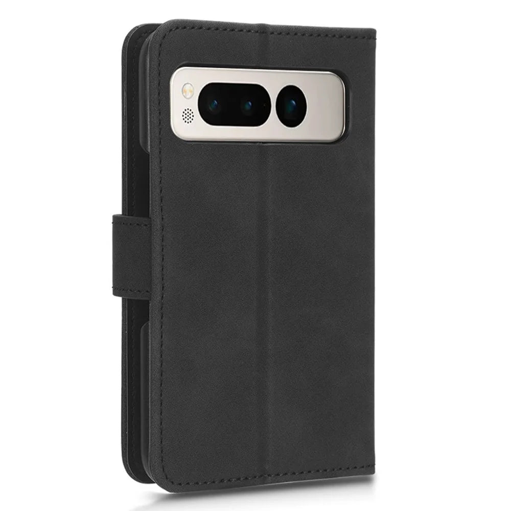 For Google Pixel Fold Skin-touch Stand Case Wallet Anti-drop PU Leather Phone Cover - Black - 5