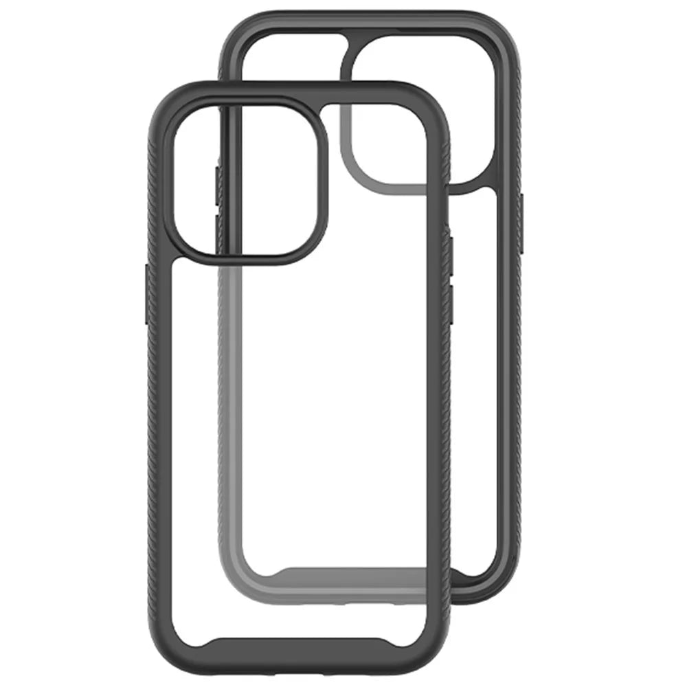 For iPhone 15 Pro Max Anti-drop Back Case Acrylic + PC + TPU Hybrid Phone Cover - Black - 2