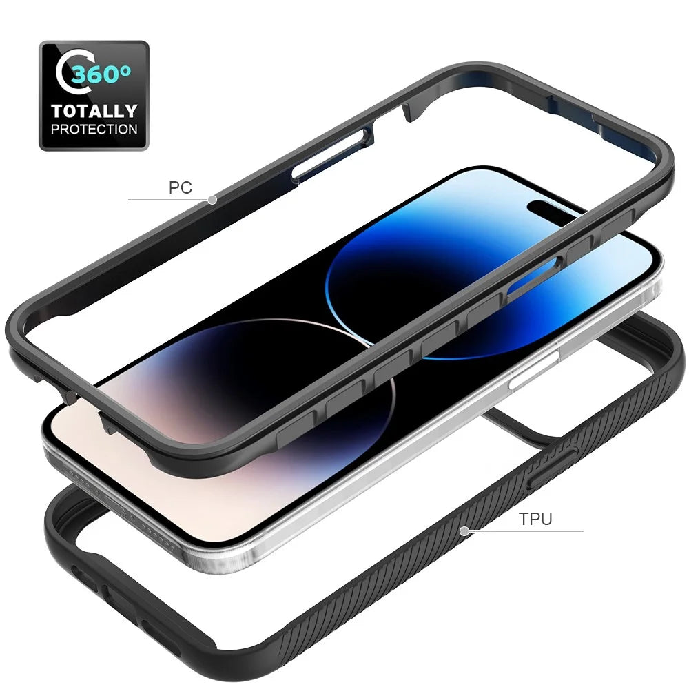 For iPhone 15 Pro Max Anti-drop Back Case Acrylic + PC + TPU Hybrid Phone Cover - Black - 5