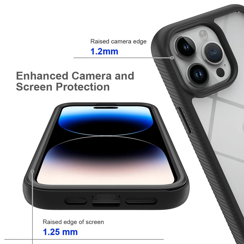 For iPhone 15 Pro Max Anti-drop Back Case Acrylic + PC + TPU Hybrid Phone Cover - Black - 7