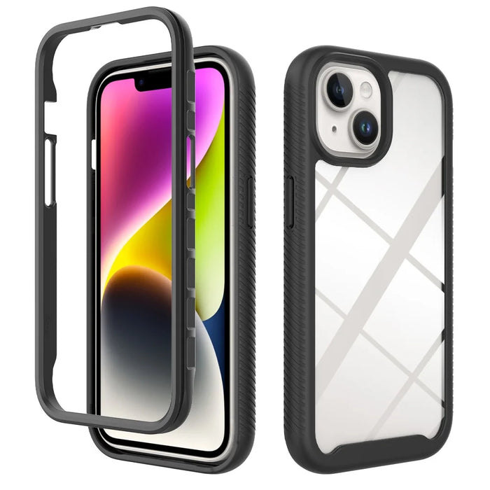 For iPhone 15 Protective Cover Acrylic+PC+TPU Shockproof Phone Case - Black - 1