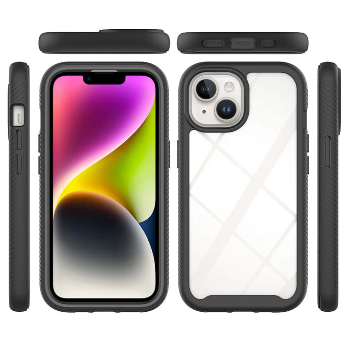 For iPhone 15 Protective Cover Acrylic+PC+TPU Shockproof Phone Case - Black - 2
