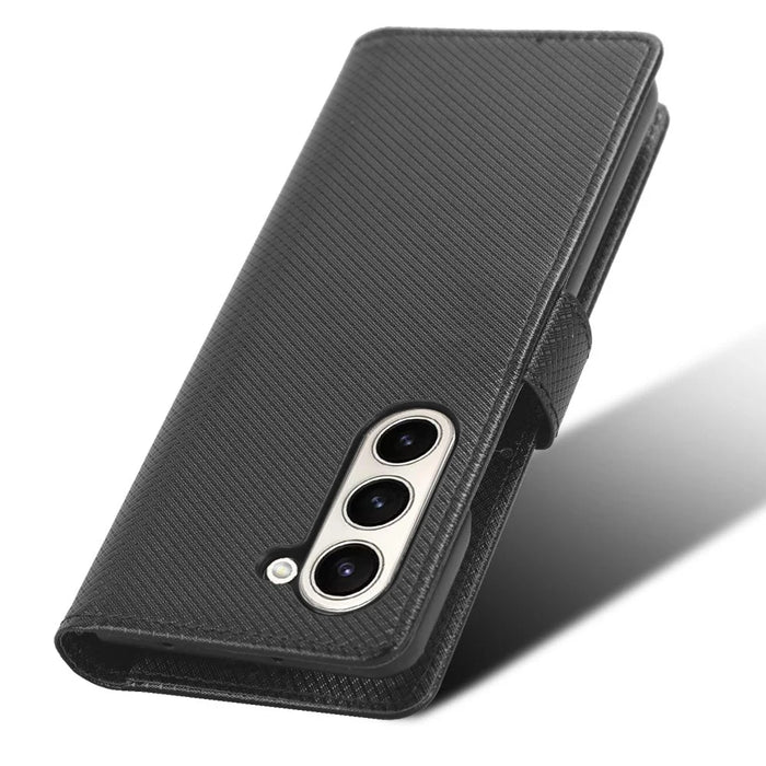 For Samsung Galaxy Z Fold5 5G PU Leather Wallet Case Stand Diamond Texture Phone Cover - Black - 4