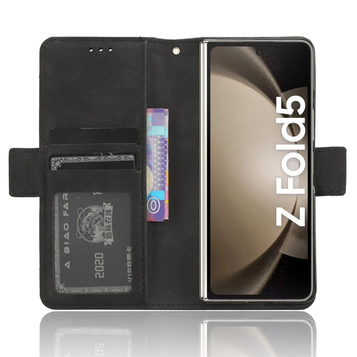 Multiple Card Slots Leather Case for Samsung Galaxy Z Fold5 5G , Wallet Stand Phone Cover - Black - 3