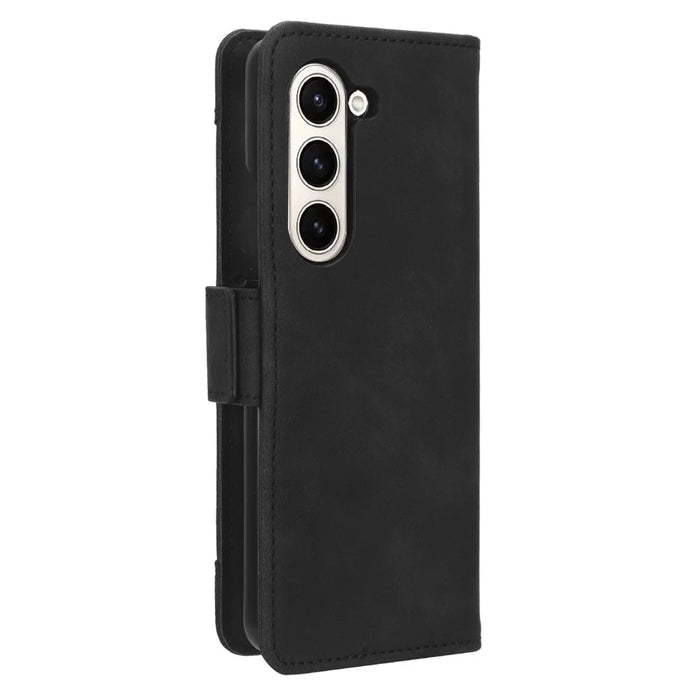 Multiple Card Slots Leather Case for Samsung Galaxy Z Fold5 5G , Wallet Stand Phone Cover - Black - 6