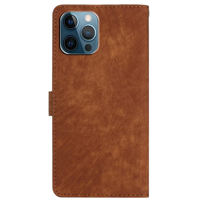 For iPhone 15 Pro Cell Phone Cover PU Leather Wallet Slim-Fit Mobile Phone Case Stand Skin-touch Shell - Brown - 7