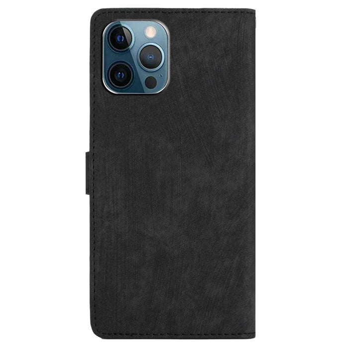 For iPhone 15 Pro Max PU Leather Mobile Phone Case Wallet Stand Skin-touch Phone Cover - Black - 7