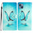 For iPhone 15 PU Leather Flip Cover Wallet Stand Pattern Printing Phone Case with Strap - Blue Butterfly - 1