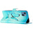 For iPhone 15 PU Leather Flip Cover Wallet Stand Pattern Printing Phone Case with Strap - Blue Butterfly - 3