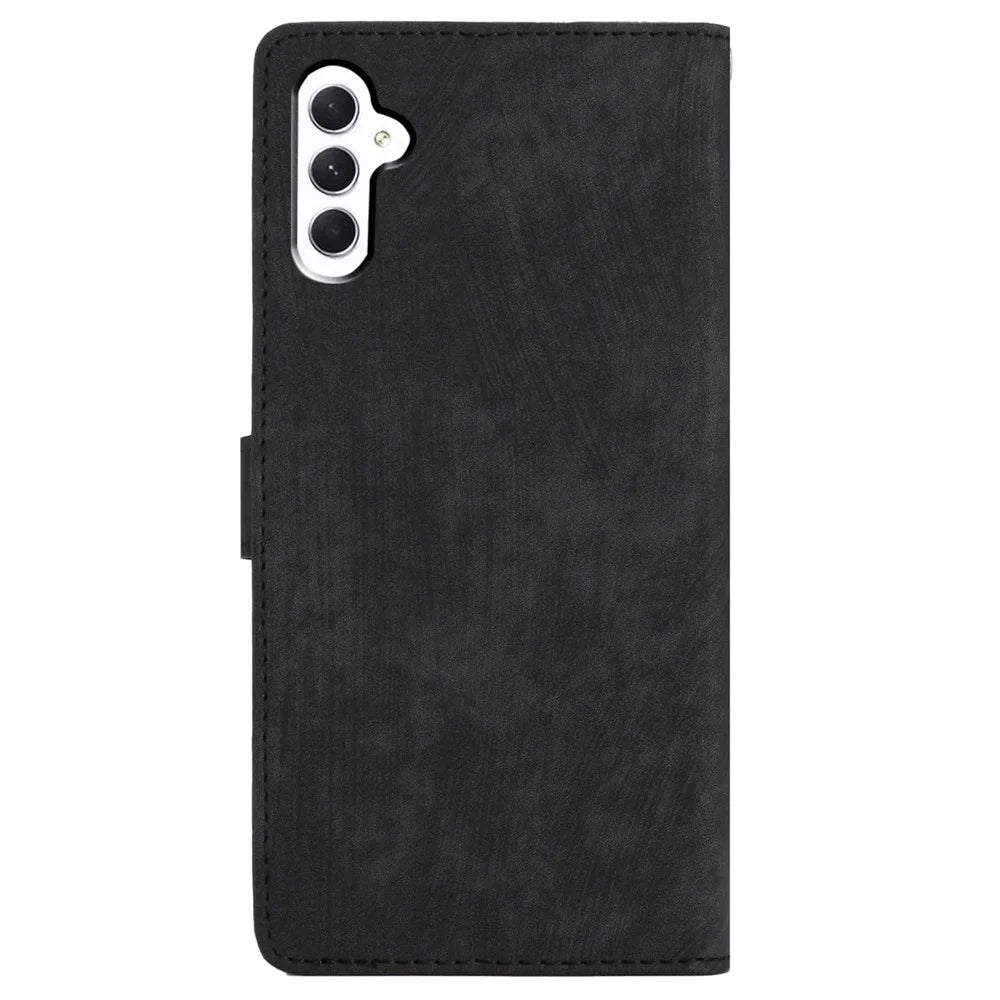 For Samsung Galaxy S23 FE Anti-Scratch Phone Shell PU Leather Wallet Case Stand Skin-touch Phone Cover - Black - 7