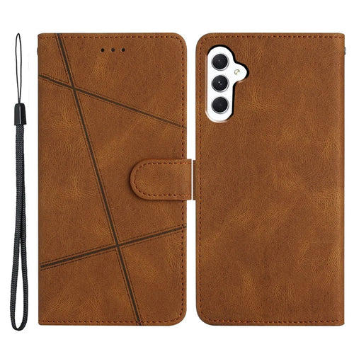For Samsung Galaxy S23 FE Phone Cover Crazy Horse Texture Imprinted Lines Shell PU Leather Phone Stand Case Wallet - Brown - 1