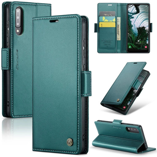 For Samsung Galaxy A30s / A50 / A50s Leather Case CASEME 023 RFID Blocking 3 Card Slot Mobile Cover - Green - 1