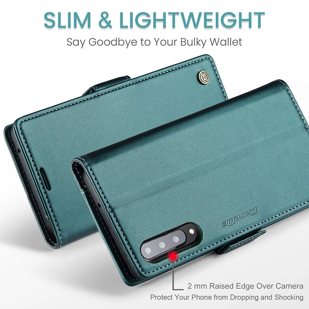 For Samsung Galaxy A30s / A50 / A50s Leather Case CASEME 023 RFID Blocking 3 Card Slot Mobile Cover - Green - 4