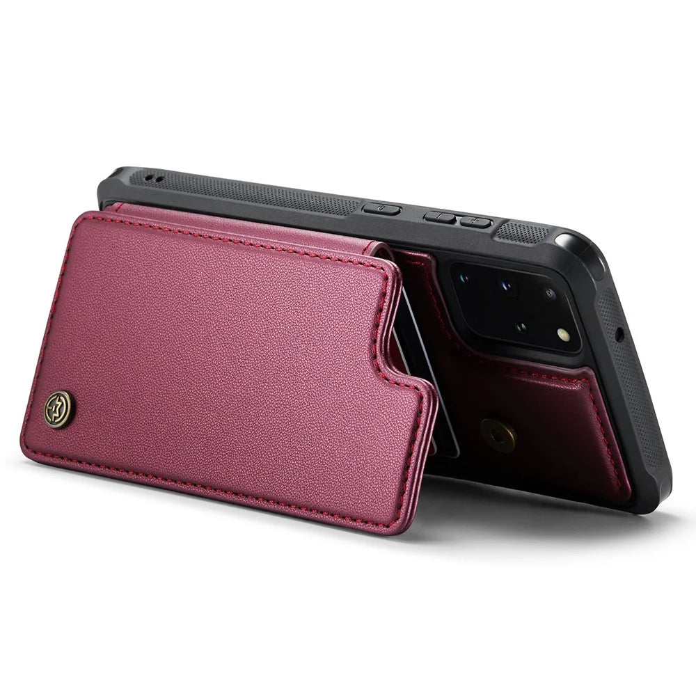 For Samsung Galaxy S20 Plus 5G / S20 Plus 4G Phone Case CASEME C22 Leather Back Cover with RFID Blocking Card Slots - Red - 3