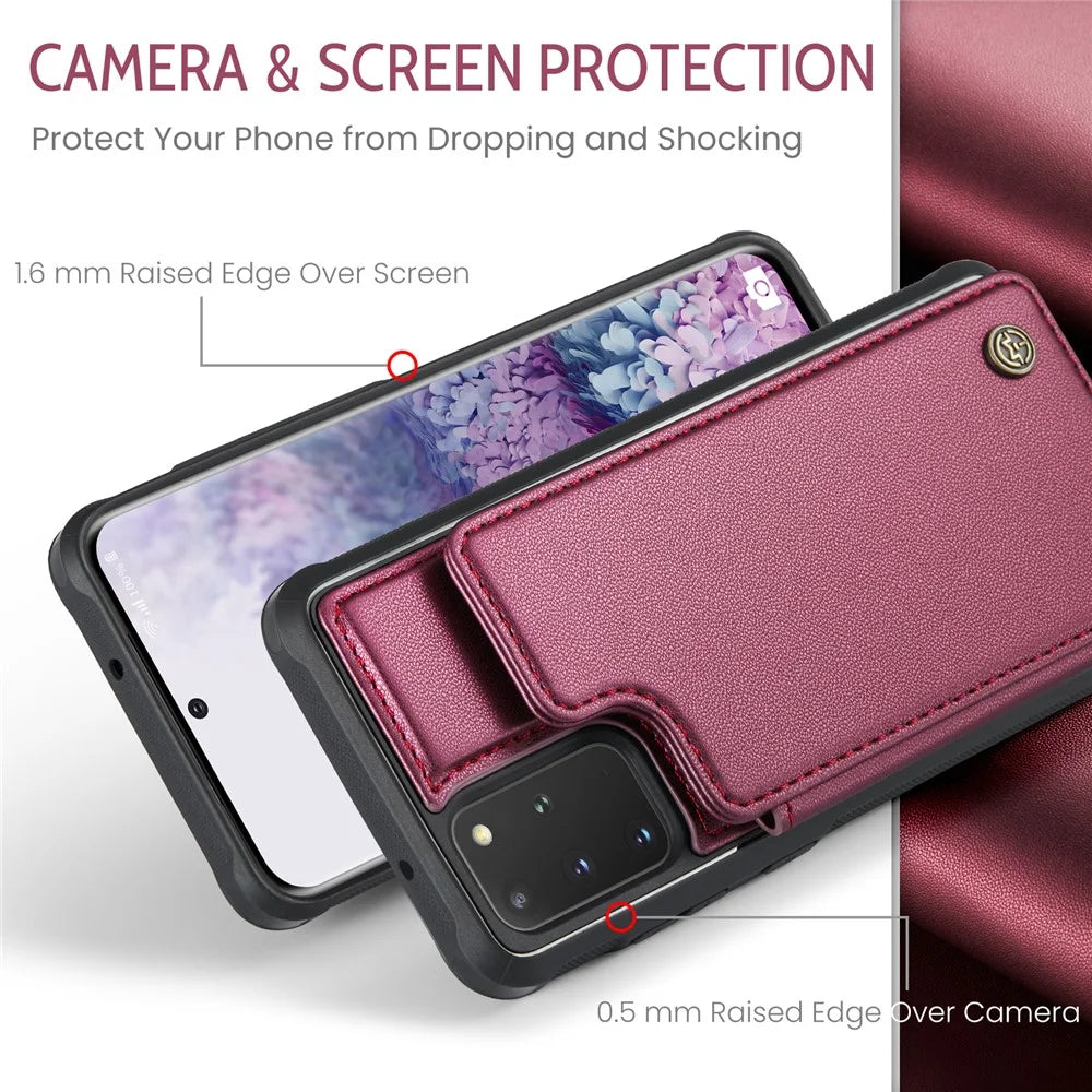 For Samsung Galaxy S20 Plus 5G / S20 Plus 4G Phone Case CASEME C22 Leather Back Cover with RFID Blocking Card Slots - Red - 4