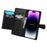For iPhone 15 Phone Case Wallet Zipper Pocket Shockproof PU Leather Shell Flip Stand Phone Cover - Black - 3
