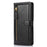 For iPhone 15 Phone Case Wallet Zipper Pocket Shockproof PU Leather Shell Flip Stand Phone Cover - Black - 6