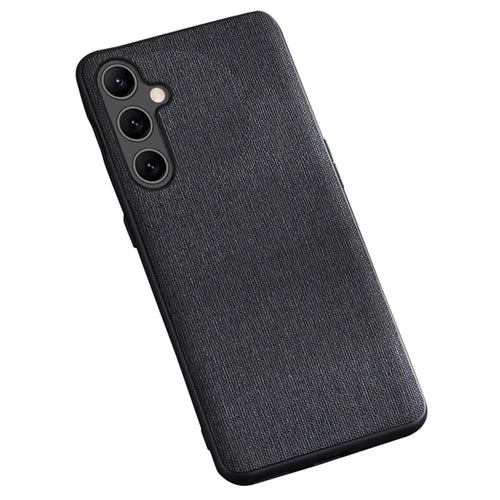 For Samsung Galaxy S23 FE Cell Phone Case Cloth+Hard PC Protective Shell Anti-scratch Phone Cover - Black - 1