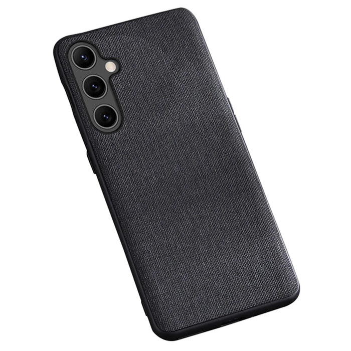 For Samsung Galaxy S23 FE Cell Phone Case Cloth+Hard PC Protective Shell Anti-scratch Phone Cover - Black - 1