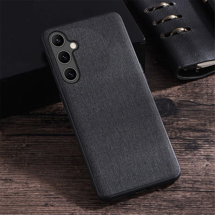 For Samsung Galaxy S23 FE Cell Phone Case Cloth+Hard PC Protective Shell Anti-scratch Phone Cover - Black - 2