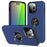 For iPhone 15 Pro Max Ring Holder Kickstand Phone Cover PC+TPU Anti-drop Back Case - Blue - 1