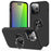 For iPhone 15 Pro Anti-drop Phone Case Ring Holder Kickstand PC+TPU Phone Back Cover - Black - 1