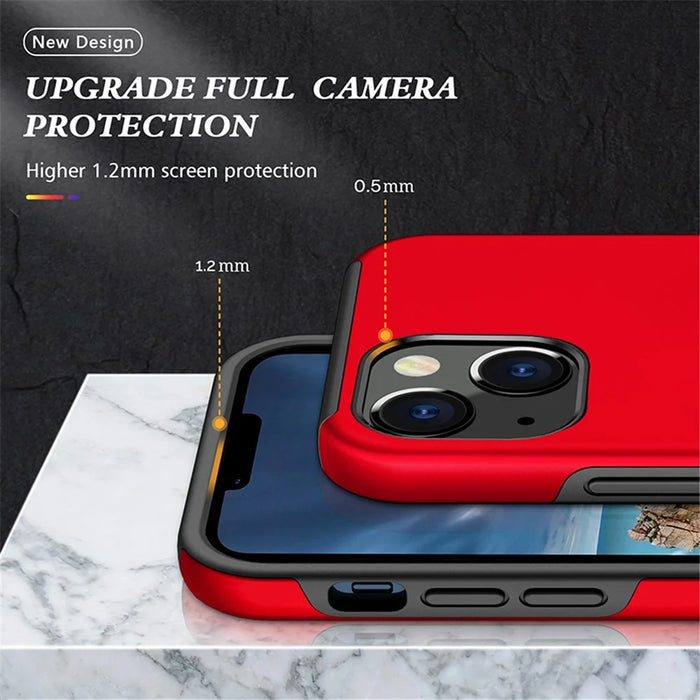 Ring Holder Kickstand PC+TPU Case for iPhone 15 , Drop-proof Protection Phone Cover - Red - 5