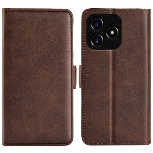 Calf Texture Stand Cover for Realme Narzo N53 4G , Scratch Resistant PU Leather Wallet Phone Case - Brown - 1