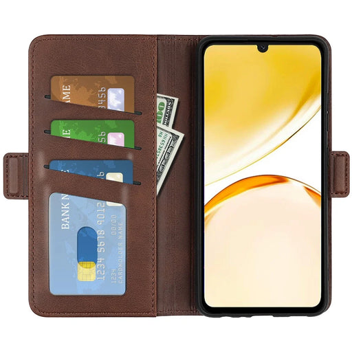 Calf Texture Stand Cover for Realme Narzo N53 4G , Scratch Resistant PU Leather Wallet Phone Case - Brown - 2