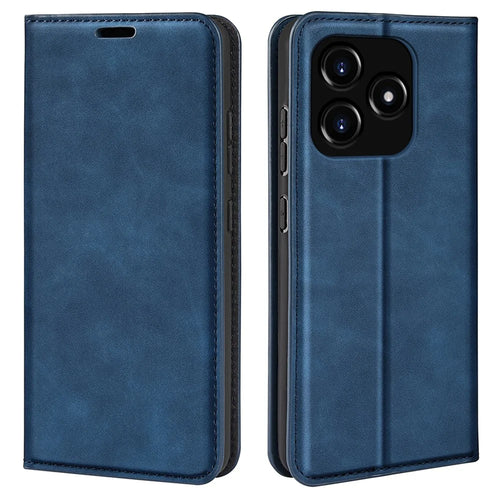 Stand Cover for Realme Narzo N53 4G , PU Leather Wallet Skin-touch Smartphone Flip Case - Blue - 1