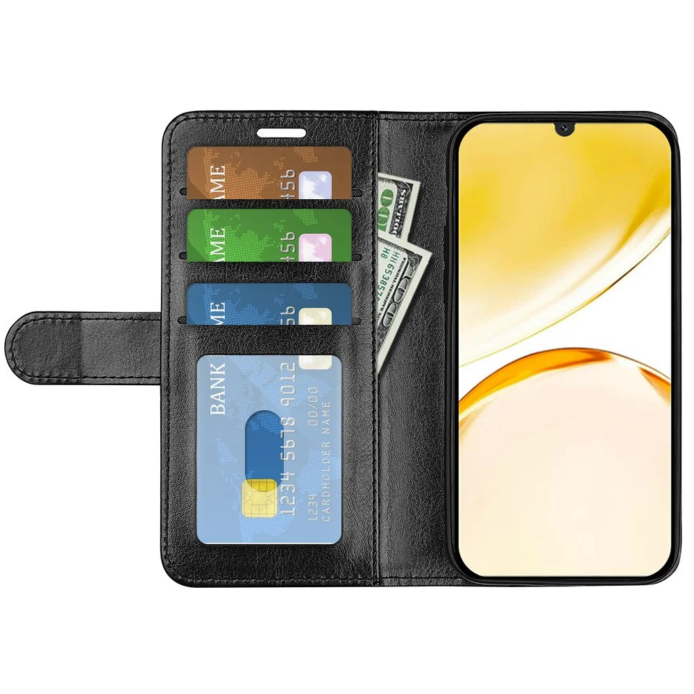 For Realme Narzo N53 4G Anti-collision Crazy Horse Texture Phone Wallet Case PU Leather Stand Cover - Black - 2