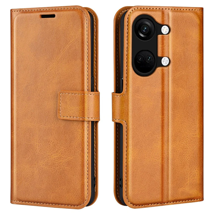 For OnePlus Ace 2V / Nord 3 5G PU Leather Wallet Case Stand Calf Texture Protective Phone Cover - Yellow - 1