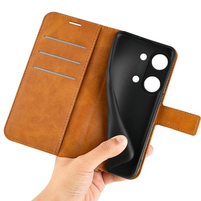 For OnePlus Ace 2V / Nord 3 5G PU Leather Wallet Case Stand Calf Texture Protective Phone Cover - Yellow - 7