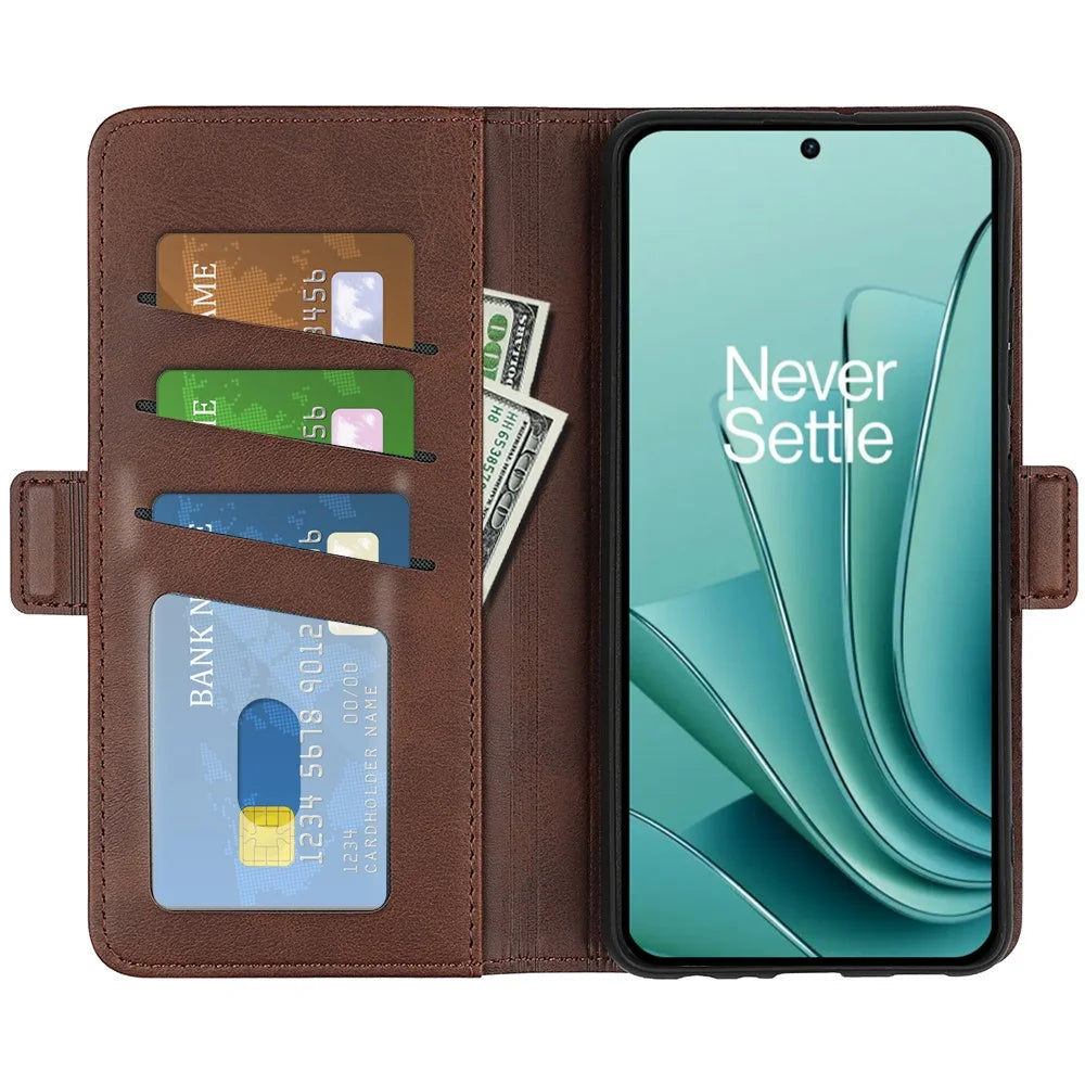 Calf Texture Stand Cover for OnePlus Ace 2V / Nord 3 5G , PU Leather+TPU Wallet Phone Case - Brown - 2