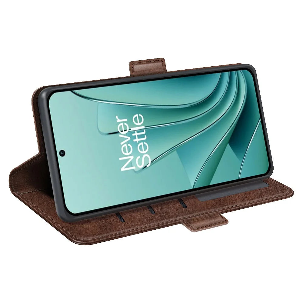 Calf Texture Stand Cover for OnePlus Ace 2V / Nord 3 5G , PU Leather+TPU Wallet Phone Case - Brown - 3