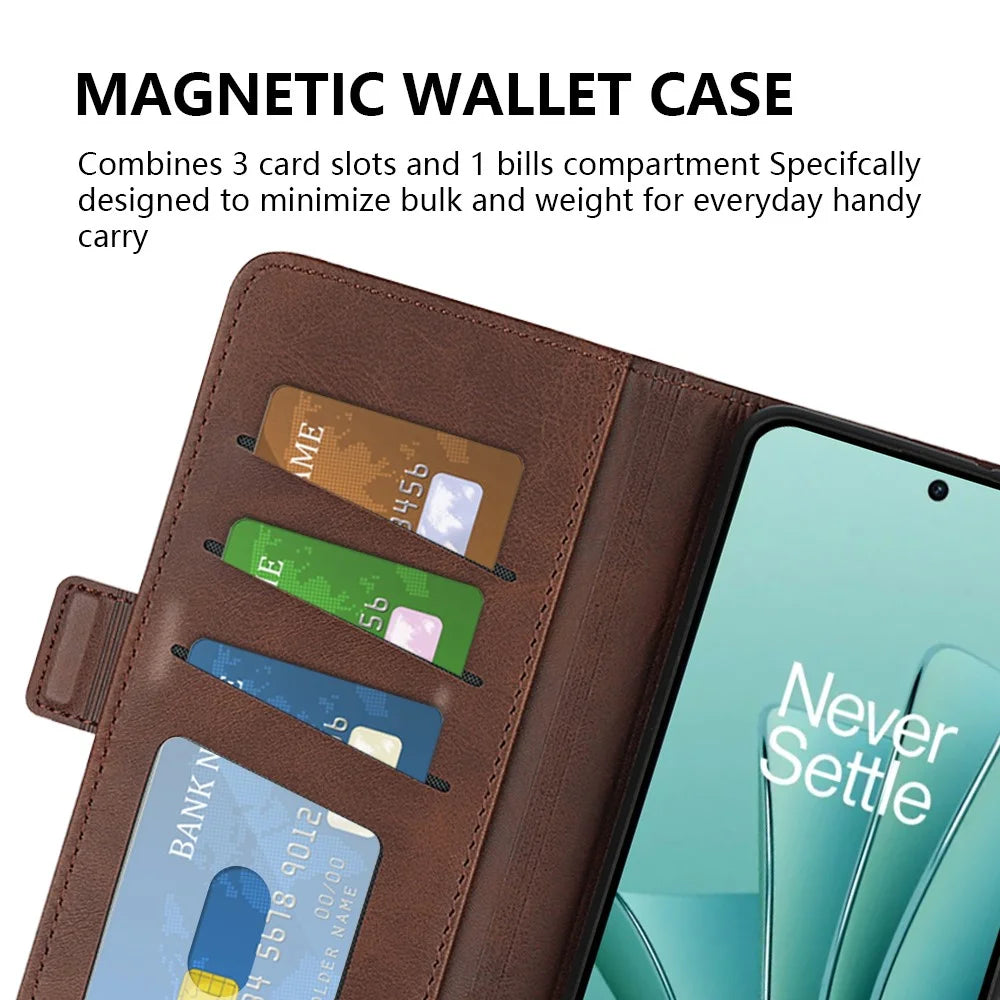 Calf Texture Stand Cover for OnePlus Ace 2V / Nord 3 5G , PU Leather+TPU Wallet Phone Case - Brown - 5