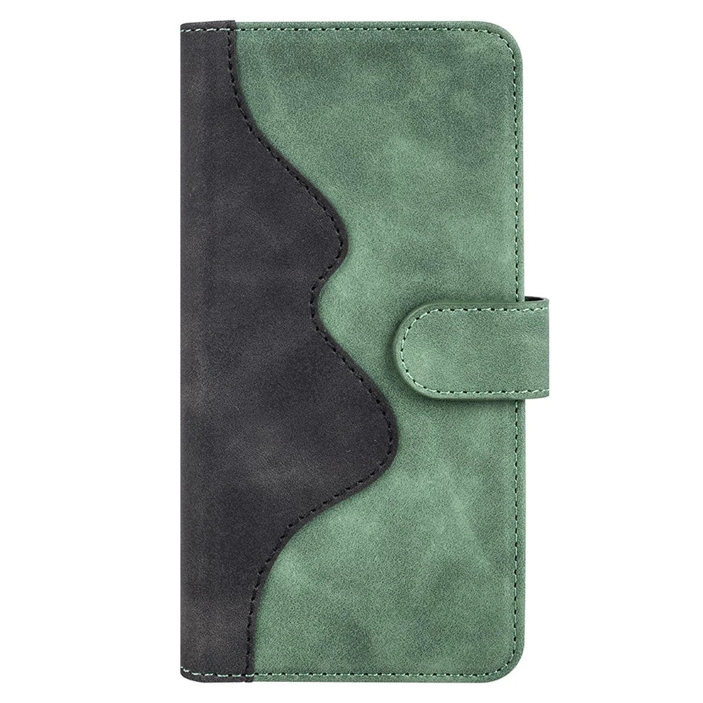 Wallet Shell for OnePlus Ace 2V / Nord 3 5G PU Leather Phone Cover Dual-color Splicing Stand Case - Green - 6
