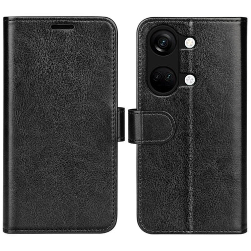 For OnePlus Ace 2V / Nord 3 5G Crazy Horse Texture Phone Wallet Case PU Leather Horizontal Stand Cover - Black - 1