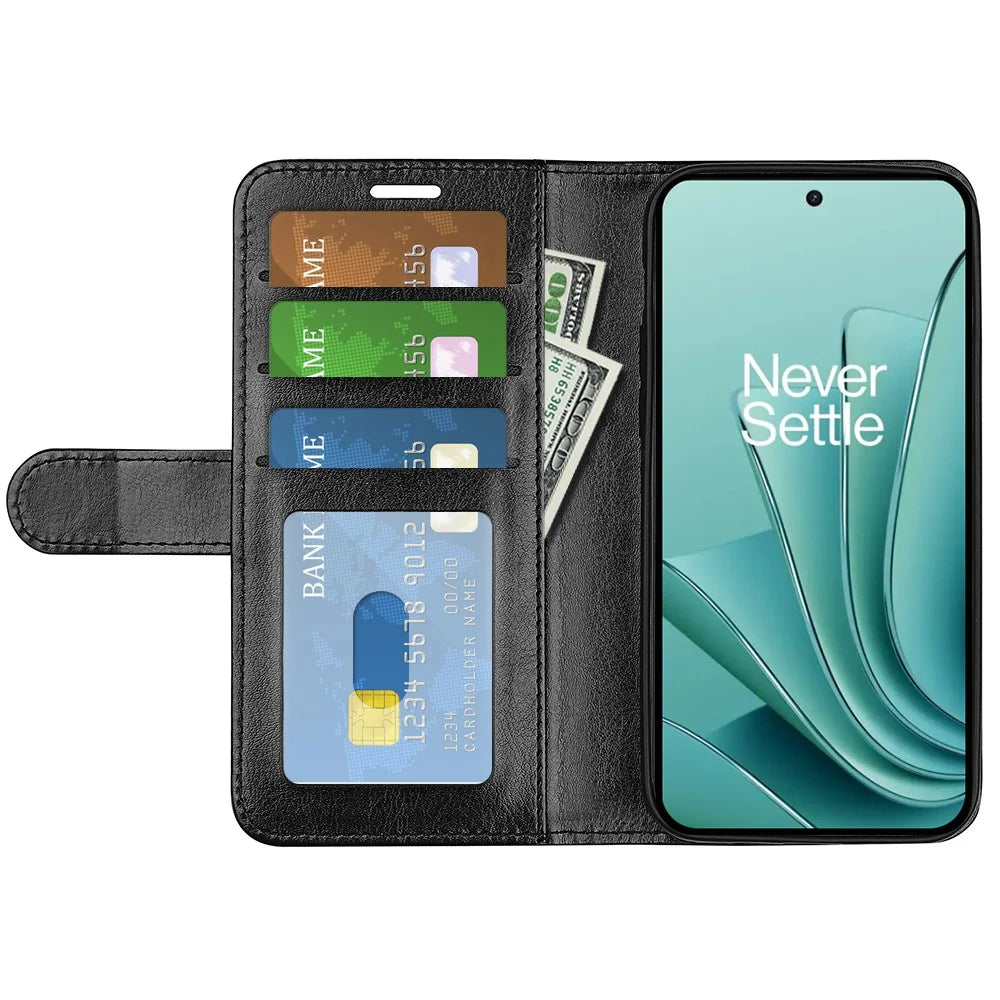 For OnePlus Ace 2V / Nord 3 5G Crazy Horse Texture Phone Wallet Case PU Leather Horizontal Stand Cover - Black - 2