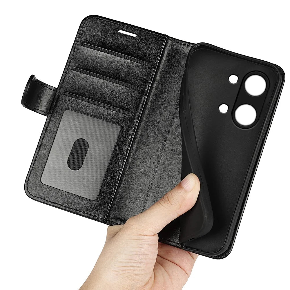 For OnePlus Ace 2V / Nord 3 5G Crazy Horse Texture Phone Wallet Case PU Leather Horizontal Stand Cover - Black - 5