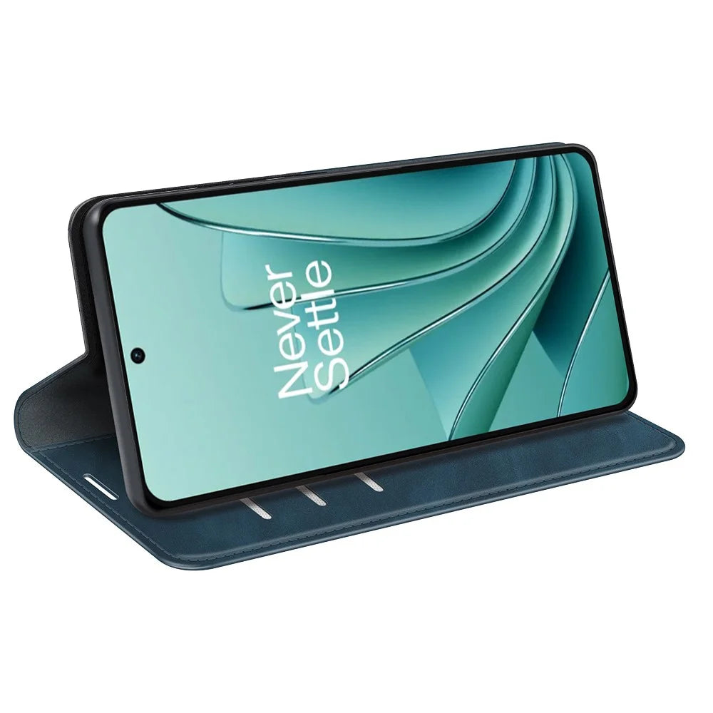 Skin-touch Stand Cover for OnePlus Ace 2V / Nord 3 5G Mobile Phone PU Leather Wallet Shell Flip Case - Blue - 3