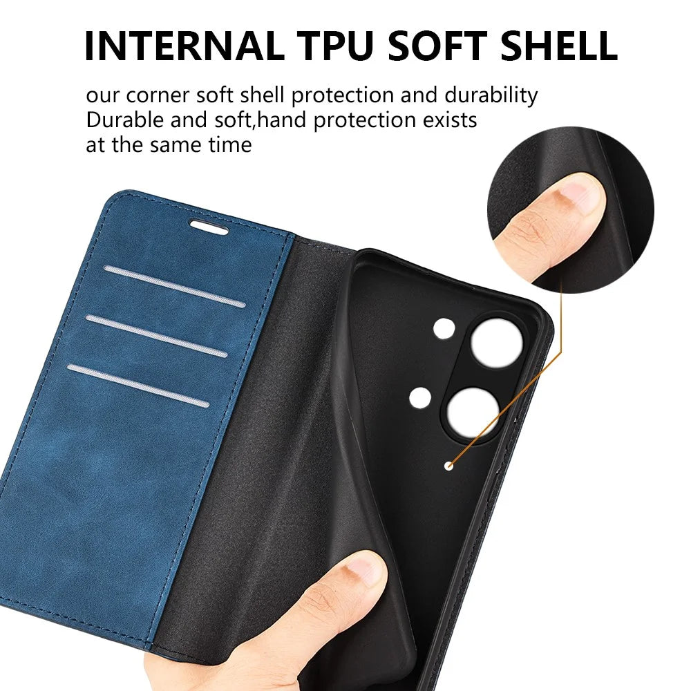 Skin-touch Stand Cover for OnePlus Ace 2V / Nord 3 5G Mobile Phone PU Leather Wallet Shell Flip Case - Blue - 5
