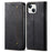 Phone Case for iPhone 15 , Wallet Stand Cell Phone Cover PU Leather Jeans Cloth Texture Shell - Black - 1