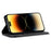 Phone Case for iPhone 15 , Wallet Stand Cell Phone Cover PU Leather Jeans Cloth Texture Shell - Black - 3