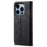 For iPhone 15 Pro Max Phone Case PU Leather Jeans Cloth Texture Wallet Stand Anti-Scratch Phone Cover - Black - 7