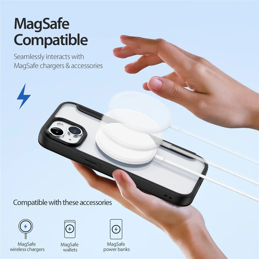 For iPhone 15 Leather Case DUX DUCIS Skin X Pro Series Flip Cover Compatible with MagSafe - Black - 3